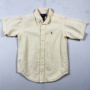 Ralph Lauren Boys Yellow & White Seersucker Button Down Shirt | Size 7